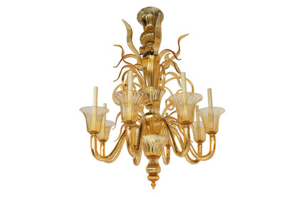 Venetian Amber And  Amber Mirrored Glass "FIAMMA" Eight Light Ch Default