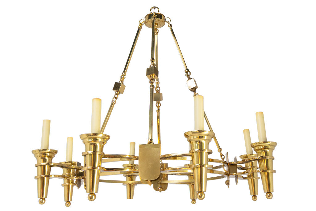 Polished Brass  Art Deco Style "DELANO"   Eight Light Chandelier Default
