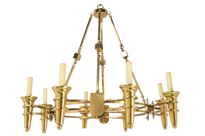 Polished Brass  Art Deco Style "DELANO"   Eight Light Chandelier Default