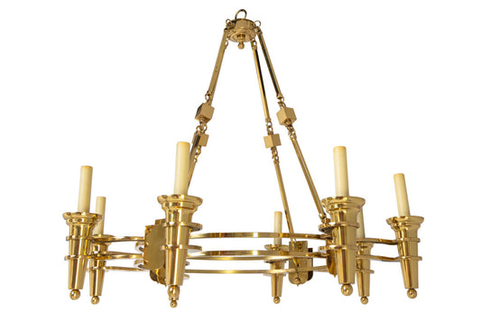 Polished Brass  Art Deco Style "DELANO"   Eight Light Chandelier Default