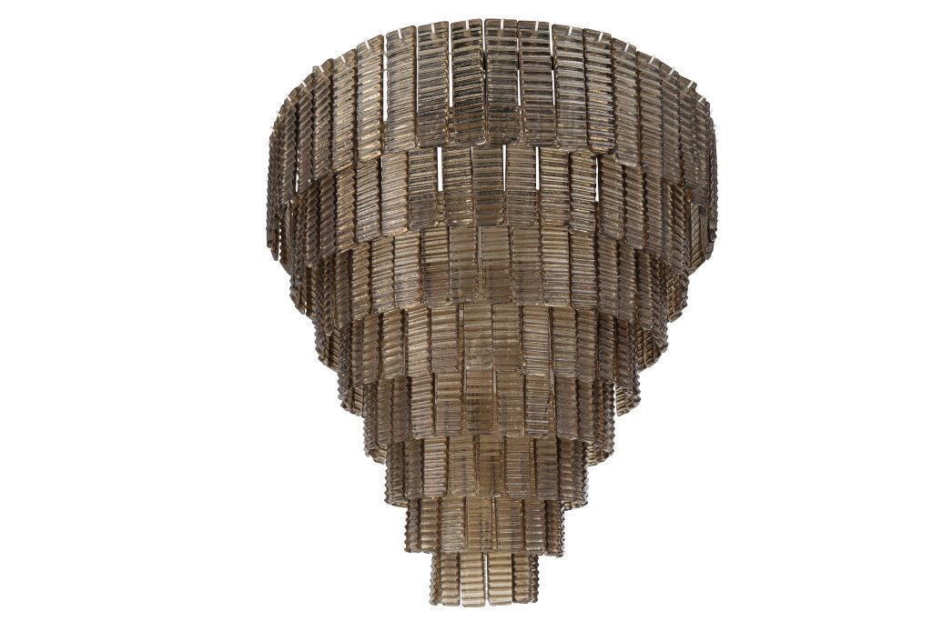 Venetian Grey Ribbed Brick Shaped Glass Tiles,  Fifteen Light Ch Default