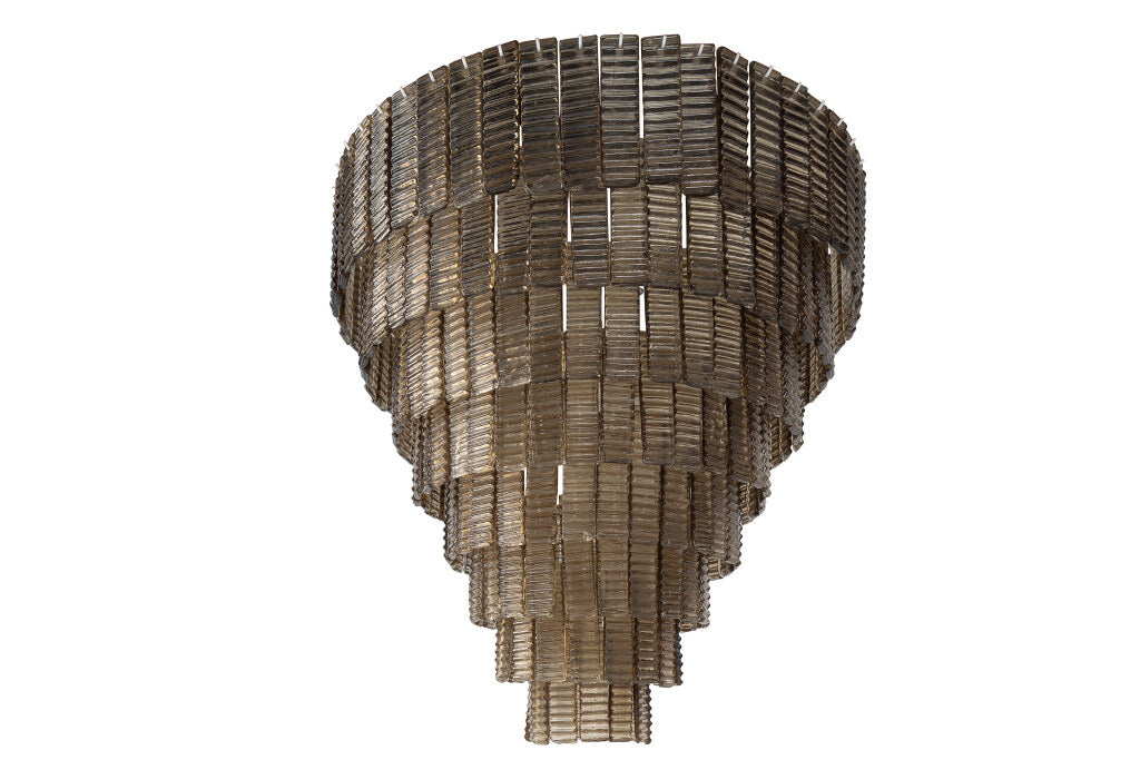 Venetian Grey Ribbed Brick Shaped Glass Tiles,  Fifteen Light Ch Default
