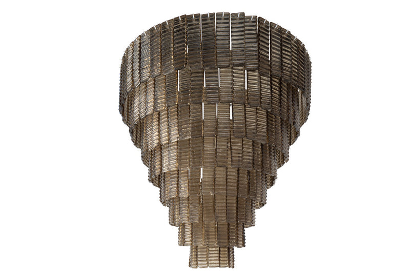 Venetian Grey Ribbed Brick Shaped Glass Tiles,  Fifteen Light Ch