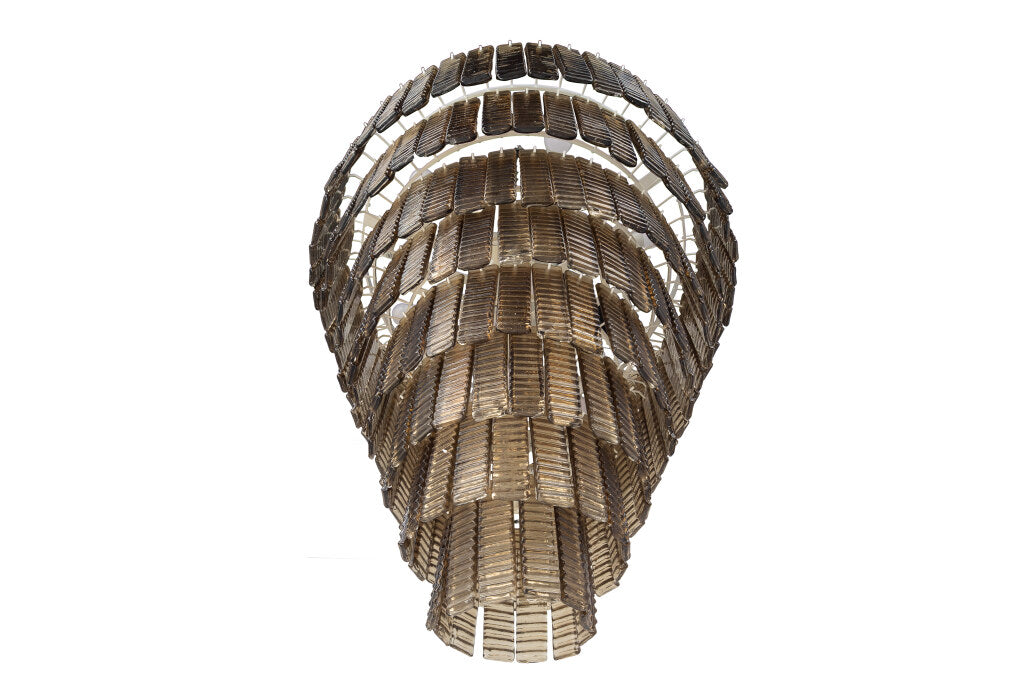 Venetian Grey Ribbed Brick Shaped Glass Tiles,  Fifteen Light Ch Default