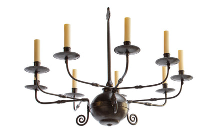 Patinated Iron French Country Style Three Branched Nine Light Ch Default