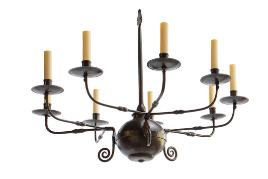 Patinated Iron French Country Style Three Branched Nine Light Ch Default