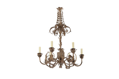 Polychrome Iron And Tole  Adam Style Six Light Chandelier Default