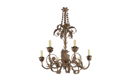 Polychrome Iron And Tole  Adam Style Six Light Chandelier Default