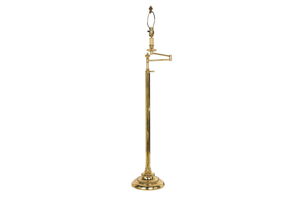 Brass Telescoping Swing Arm Floor Lamp With Hexagonal Shaft And Default