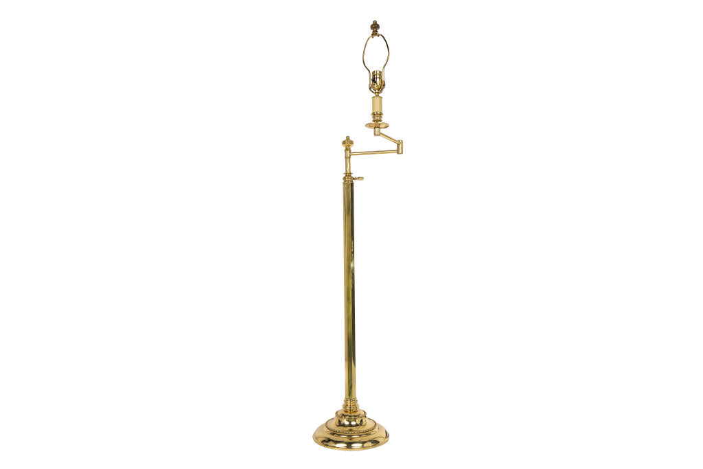 Brass Telescoping Swing Arm Floor Lamp With Hexagonal Shaft And Default