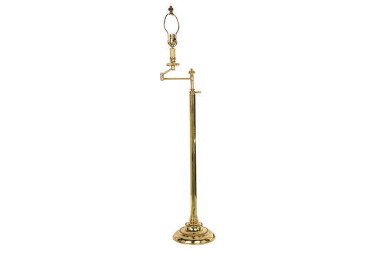 Brass Telescoping Swing Arm Floor Lamp With Hexagonal Shaft And Default
