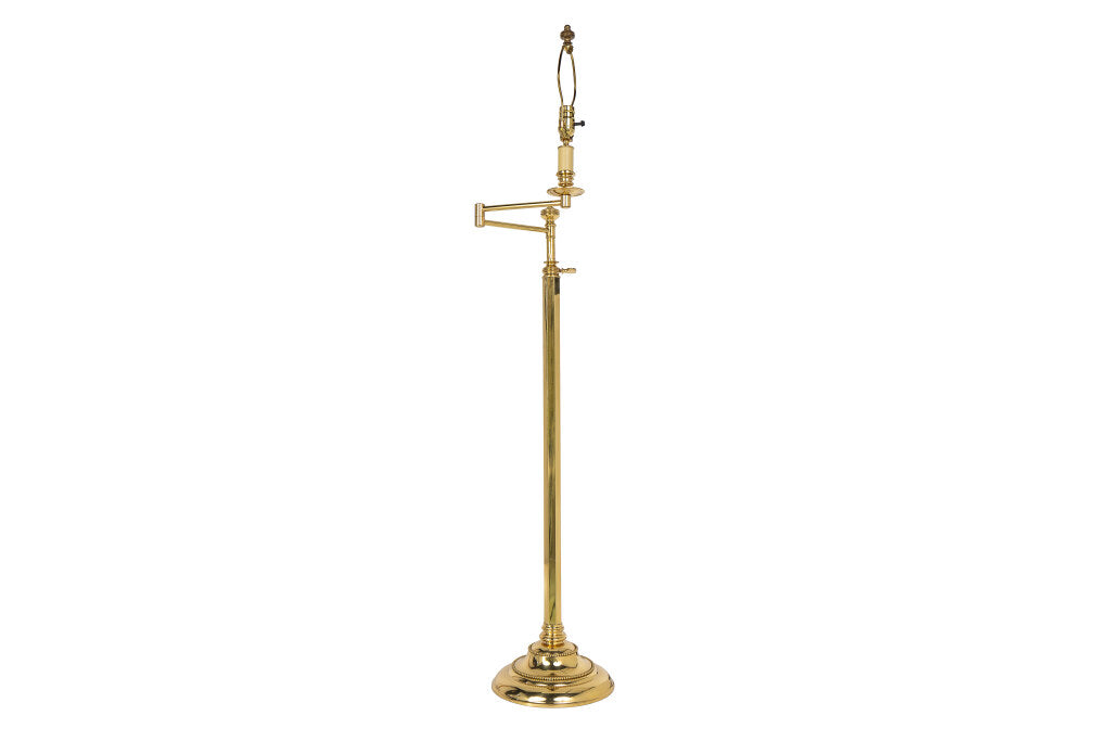 Brass Telescoping Swing Arm Floor Lamp With Hexagonal Shaft And Default