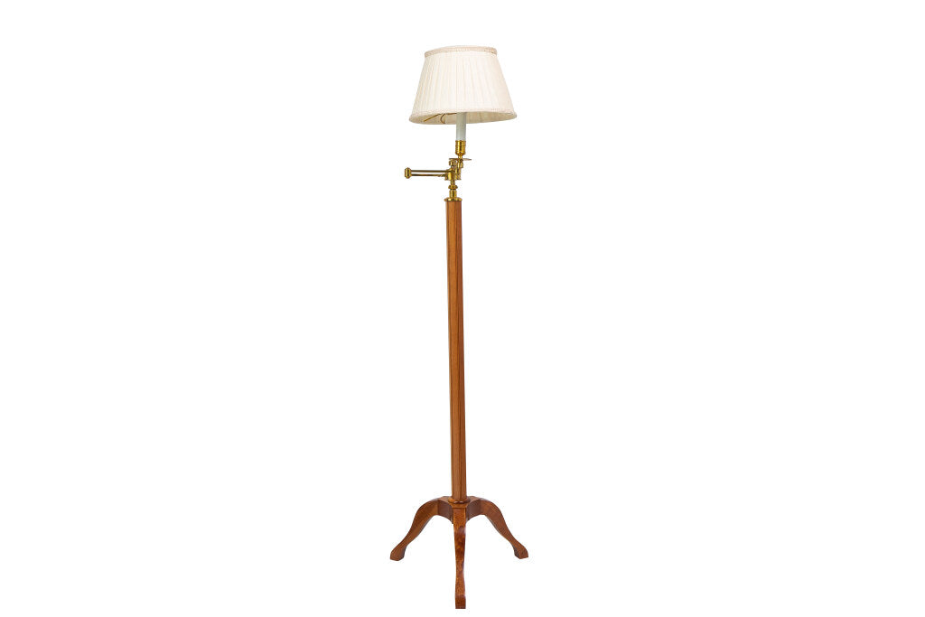Mahogany And Gilt Brass Swing Arm Floor Lamp With Fabric Shade Default