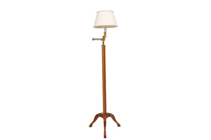 Mahogany And Gilt Brass Swing Arm Floor Lamp With Fabric Shade Default