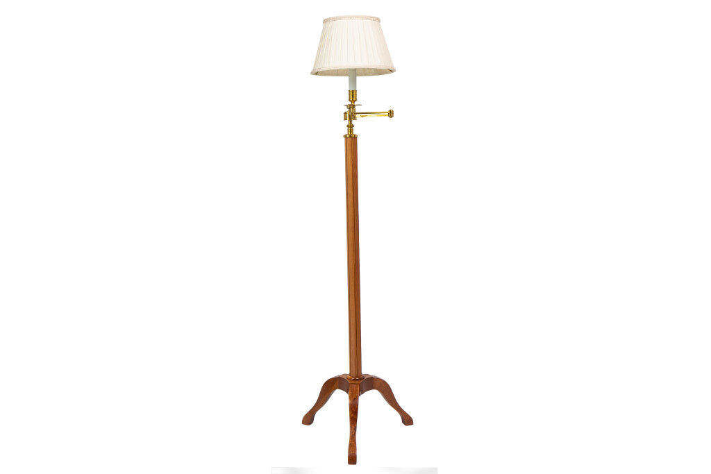 Mahogany And Gilt Brass Swing Arm Floor Lamp With Fabric Shade Default