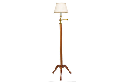 Mahogany And Gilt Brass Swing Arm Floor Lamp With Fabric Shade Default