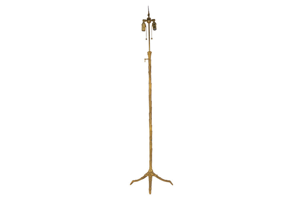 Gilt Bronze Laurel Leaf Motif, Telescoping Two Light Floor Lamp Default