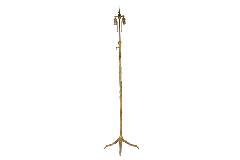 Gilt Bronze Laurel Leaf Motif, Telescoping Two Light Floor Lamp