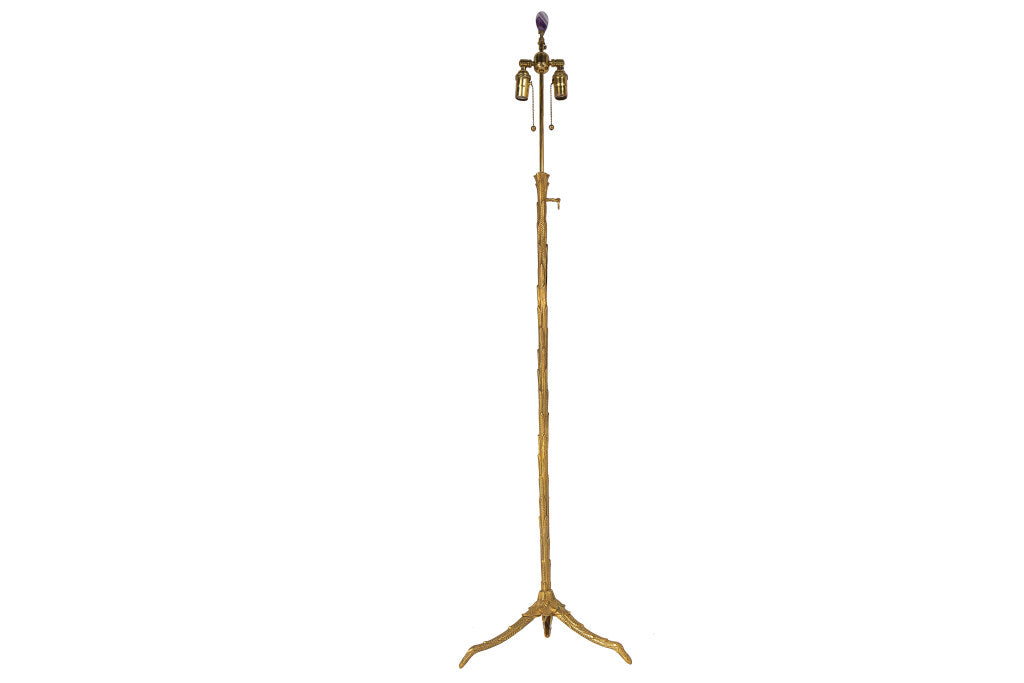 Gilt Bronze Laurel Leaf Motif, Telescoping Two Light Floor Lamp Default