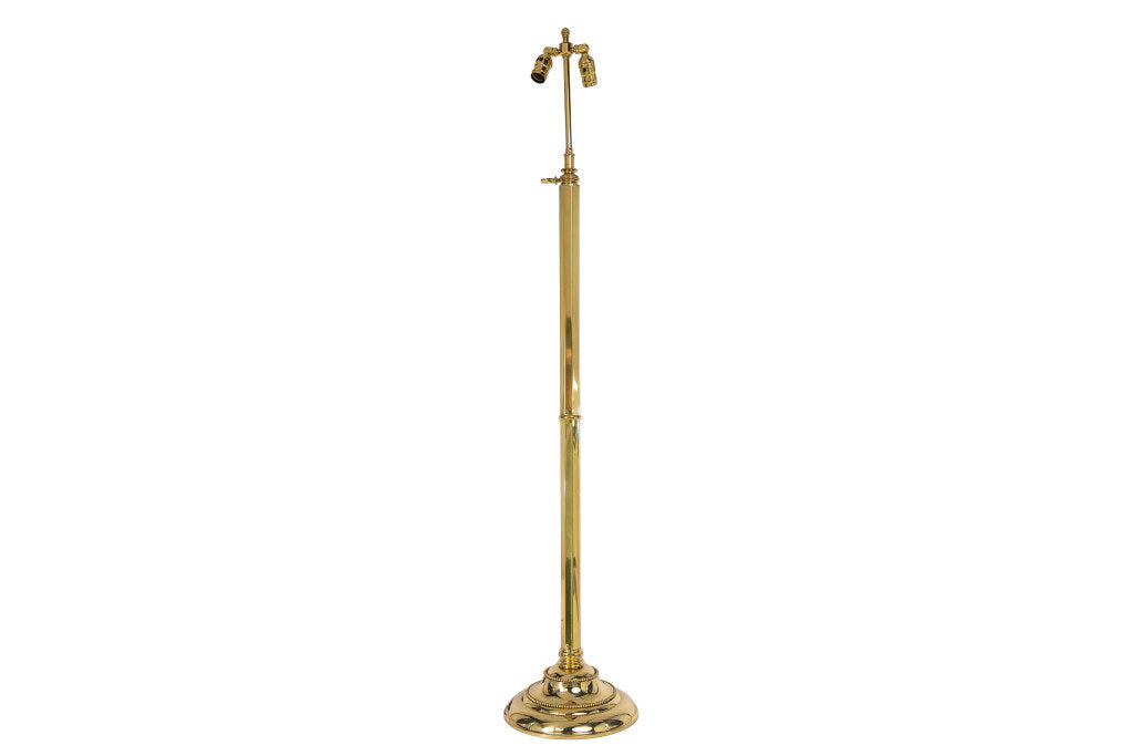 Brass Telescoping Floor Lamp With Hexagonal Shaft And Beaded Base Default
