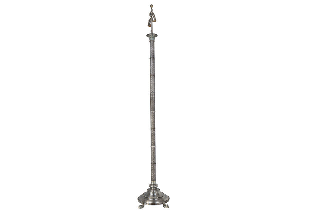 Nickeled Bronze Art Deco Style Floor Lamp With Paw Foot Base Default