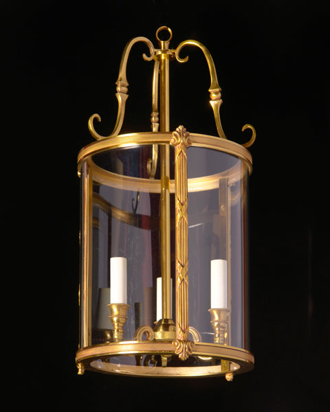 Louis XVI Style Gilded Bronze Three Light Lantern