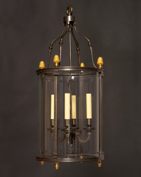 Gun Metal And Gilt Bronze L. XVI Style Four Light Lantern