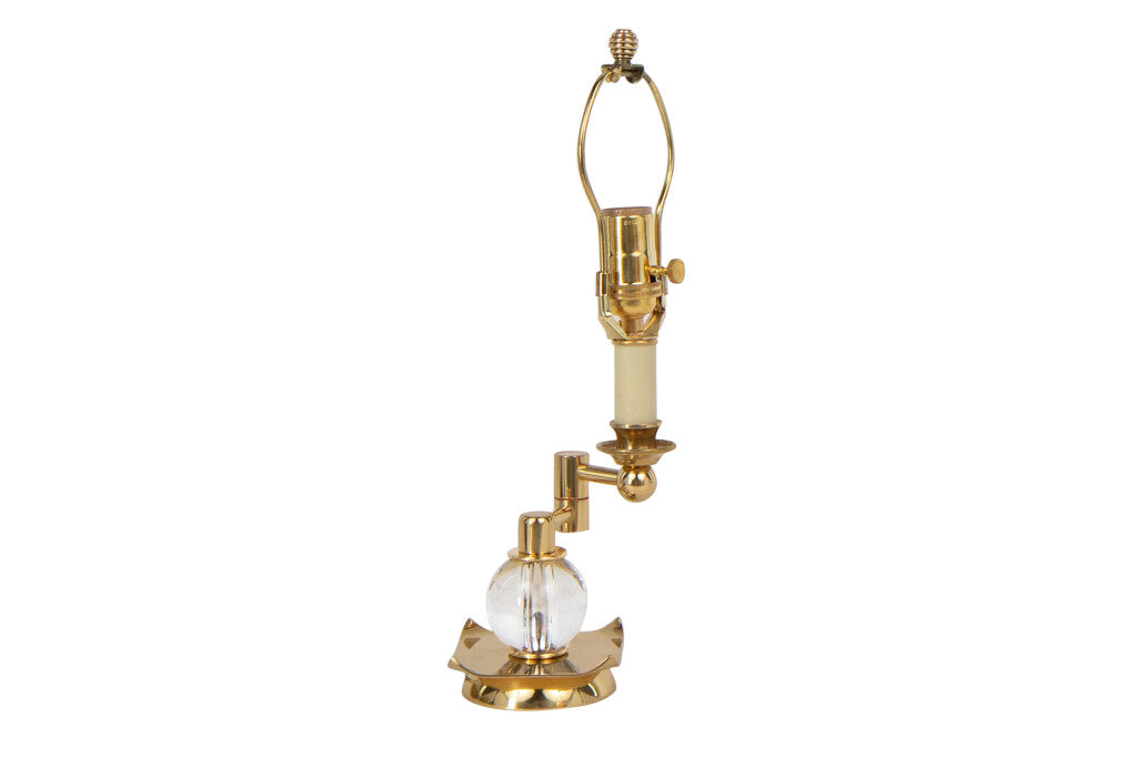 Nickeled Brass And Crystal Sphere Art Deco Style ODEON Swing Arm Default