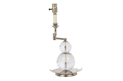 Nickeled Brass And Crystal Sphere Art Deco Style ODEON Swing Arm Default