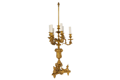 Gilt Bronze Regence Style Six Light Candelabrum Table Lamp Default