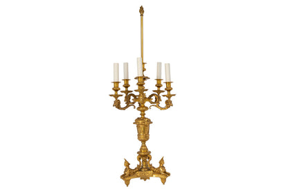 Gilt Bronze Regence Style Six Light Candelabrum Table Lamp Default