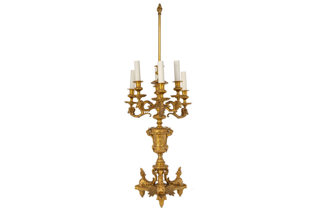 Gilt Bronze Regence Style Six Light Candelabrum Table Lamp Default