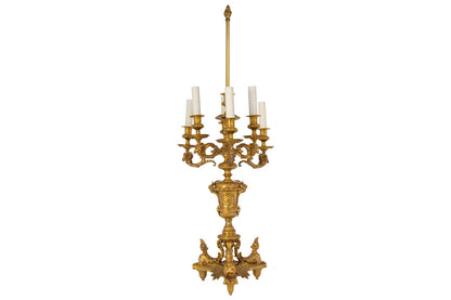 Gilt Bronze Regence Style Six Light Candelabrum Table Lamp Default