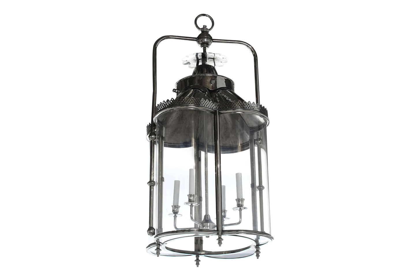 WEXFORD   Nickeled Brass And Curved Glass Four Light Lantern