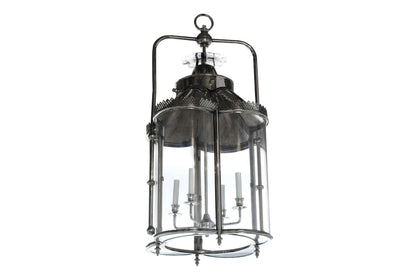 WEXFORD   Nickeled Brass And Curved Glass Four Light Lantern