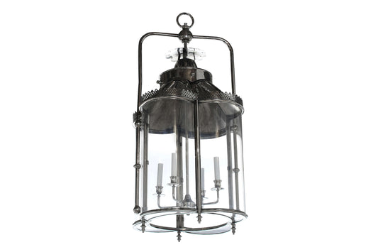 WEXFORD   Nickeled Brass And Curved Glass Four Light Lantern