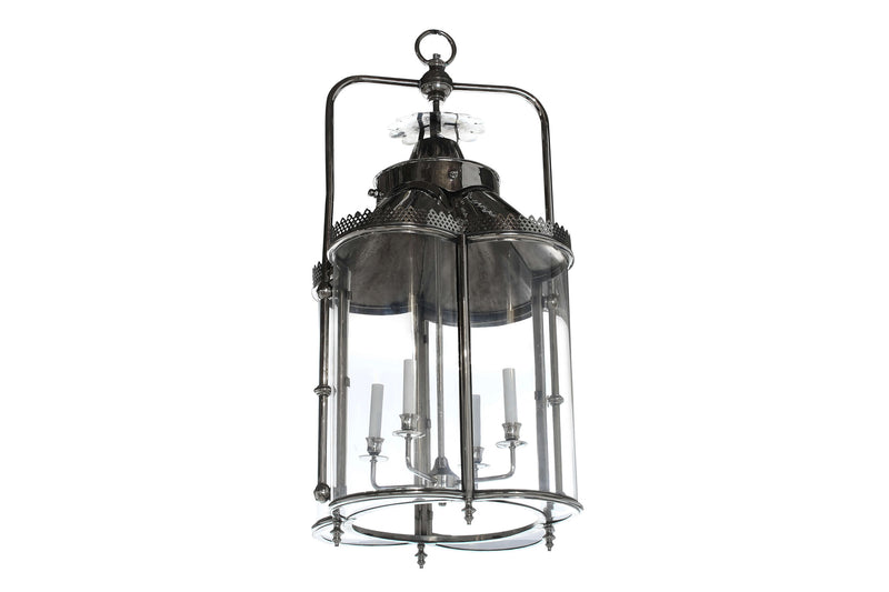 WEXFORD   Nickeled Brass And Curved Glass Four Light Lantern