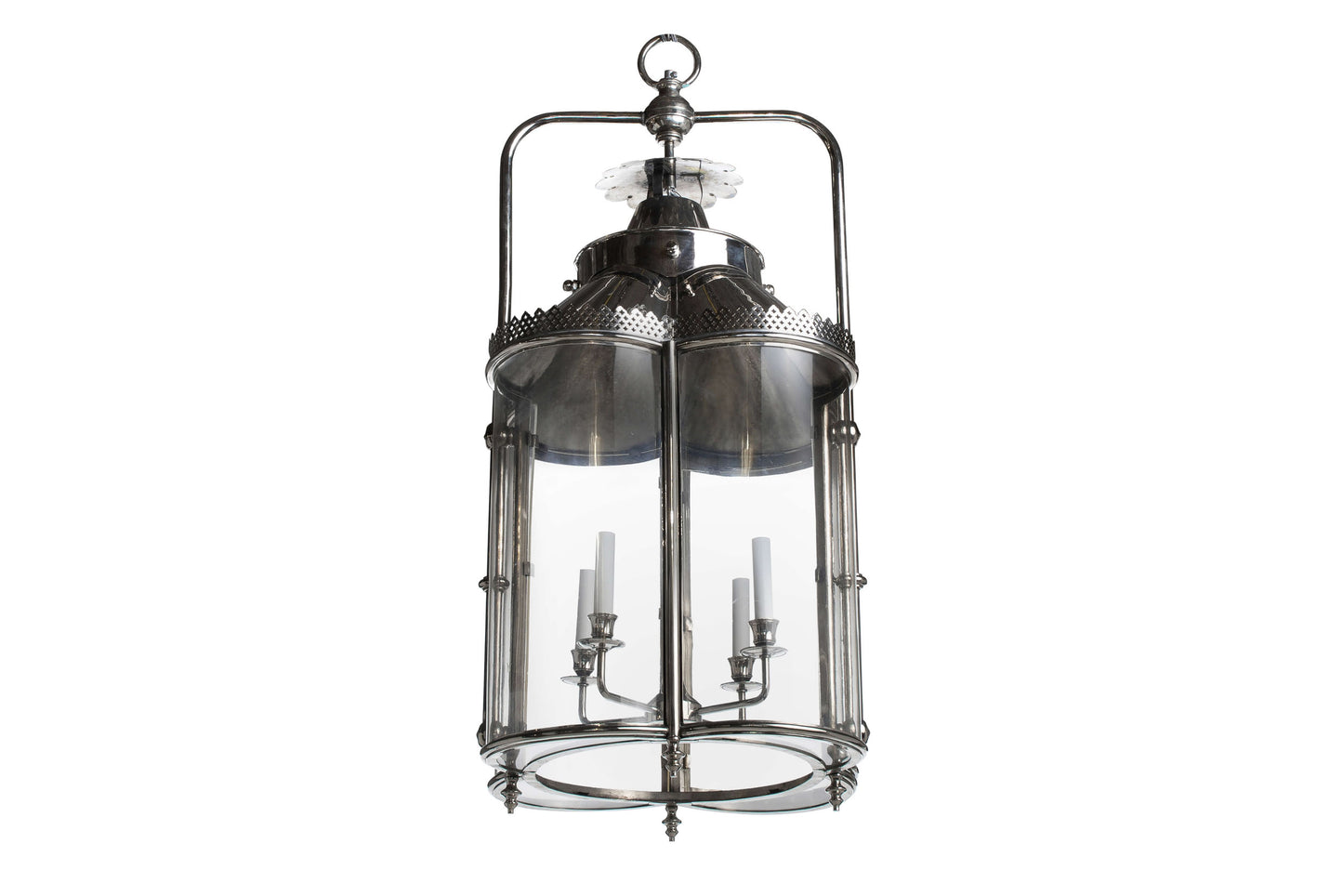WEXFORD   Nickeled Brass And Curved Glass Four Light Lantern