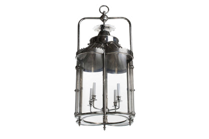 WEXFORD   Nickeled Brass And Curved Glass Four Light Lantern