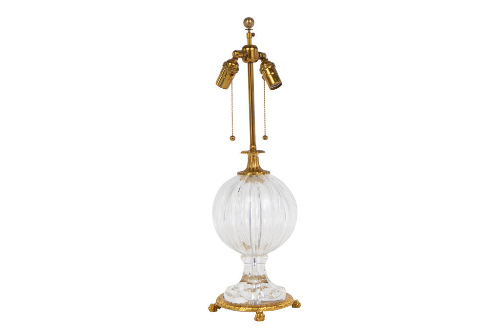 Gilt Bronze And Cut Crystal Sphere Table Lamp With Paw Footed Ba Default