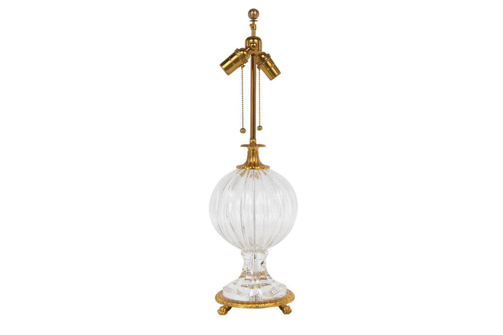 Gilt Bronze And Cut Crystal Sphere Table Lamp With Paw Footed Ba Default