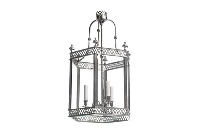 Arundel nickeled brass three light hexagonal lantern, wired Default