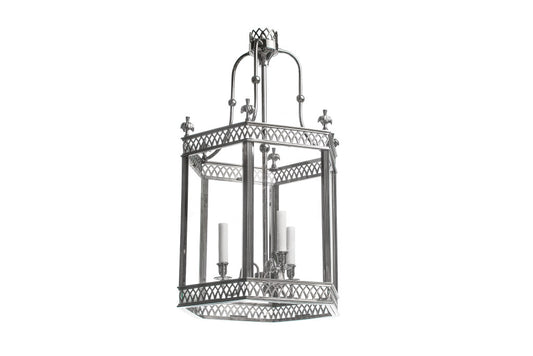 Arundel nickeled brass three light hexagonal lantern, wired Default