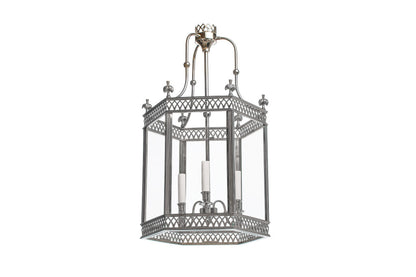 Arundel nickeled brass three light hexagonal lantern, wired Default
