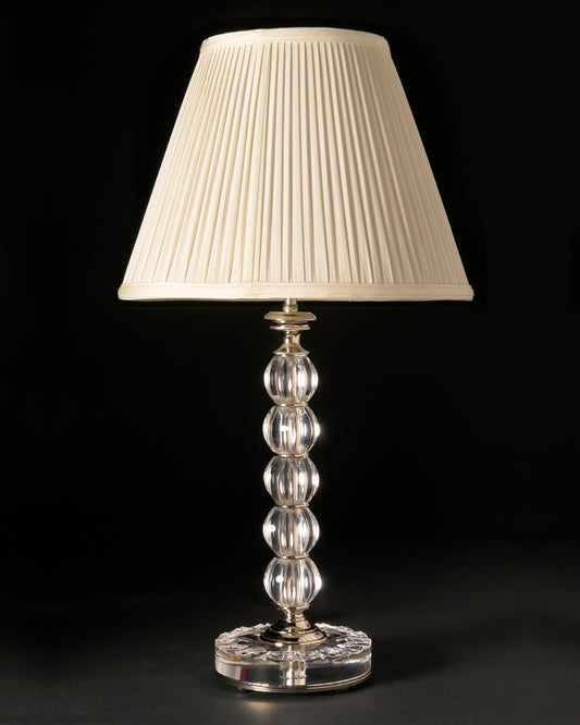 Cut Crystal And Nickeled Bronze Art Deco Style Table Lamp