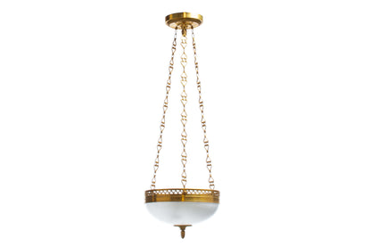 Gilt Bronze Three Light Heart Motif Gallery Pendant With Ribbed
