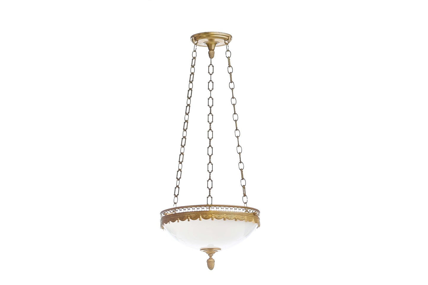 Gilt Bronze And Opaline Glass Swag & Tassel Motif Three Light Pe
