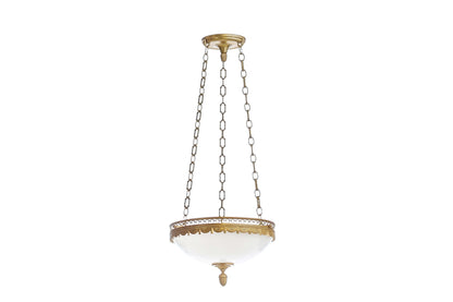 Gilt Bronze And Opaline Glass Swag & Tassel Motif Three Light Pe