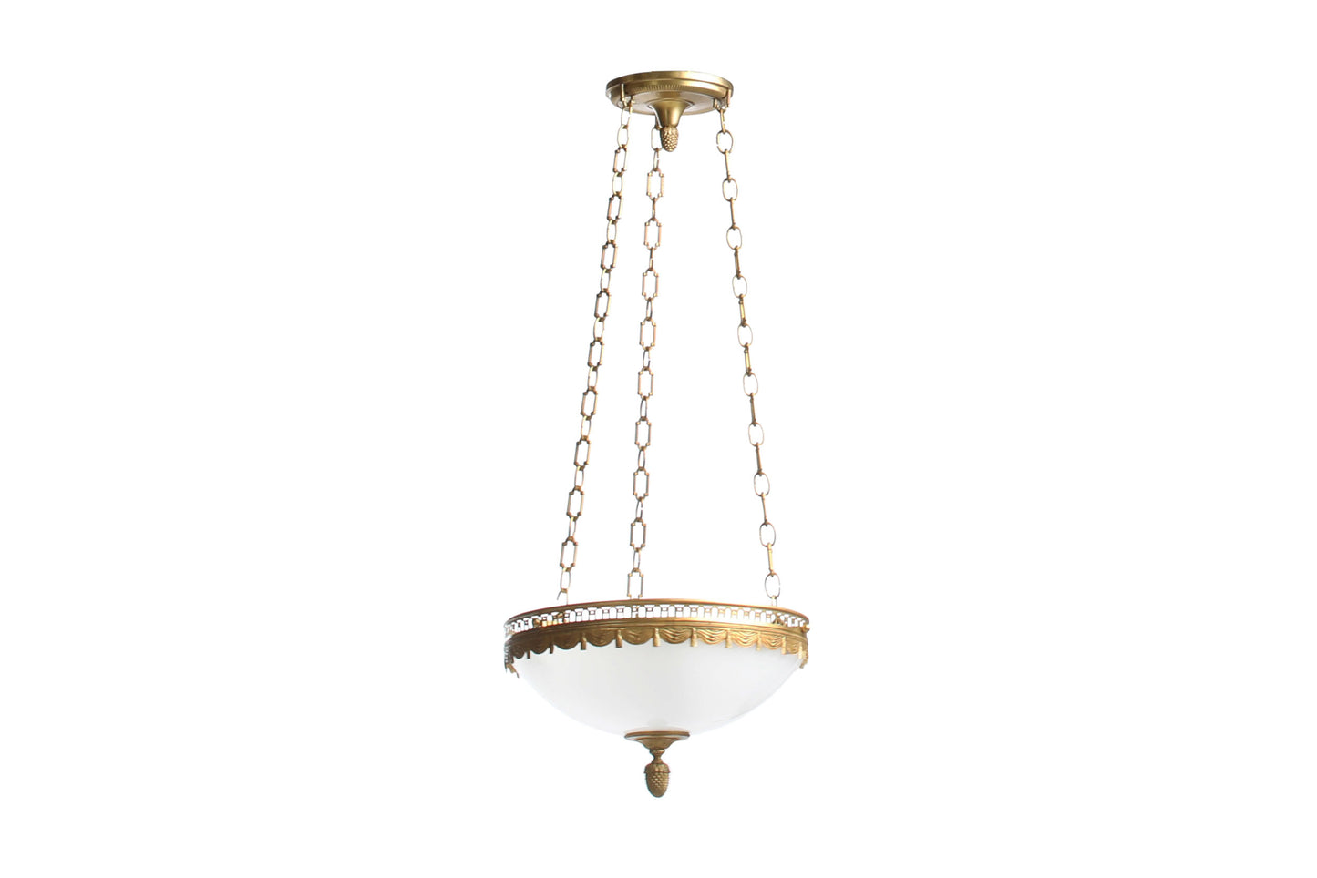 Gilt Bronze And Opaline Glass Swag & Tassel Motif Three Light Pe
