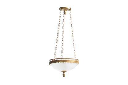 Gilt Bronze And Opaline Glass Swag & Tassel Motif Three Light Pe